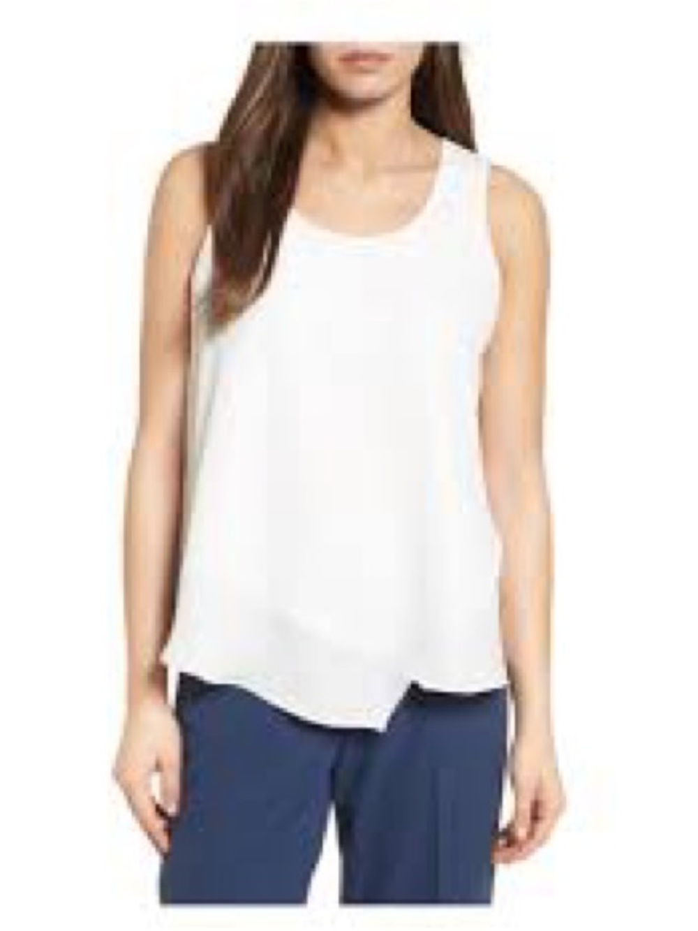 NIC+ZOE promenade asymmetrical double layer tank top in crisp white size L